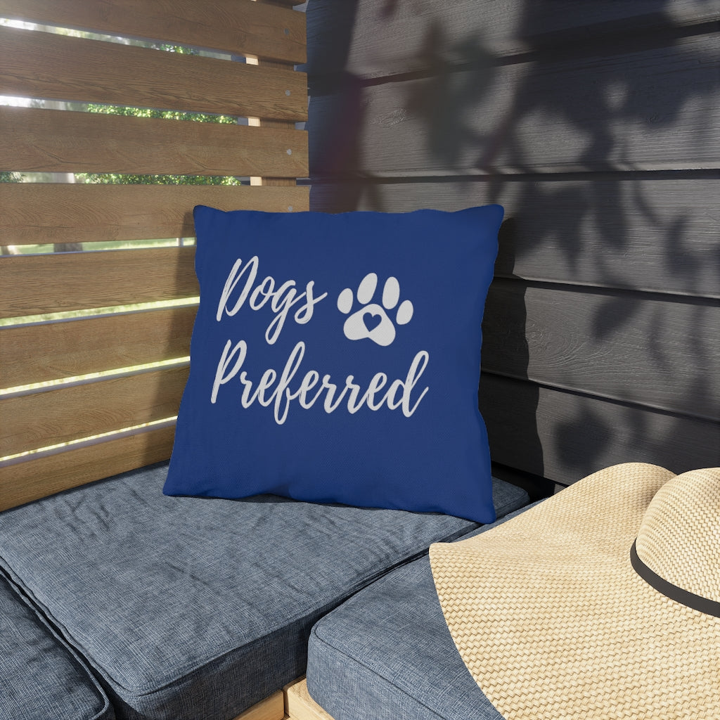 "Dogs Preferred" Navy Blue Outdoor Pillows
