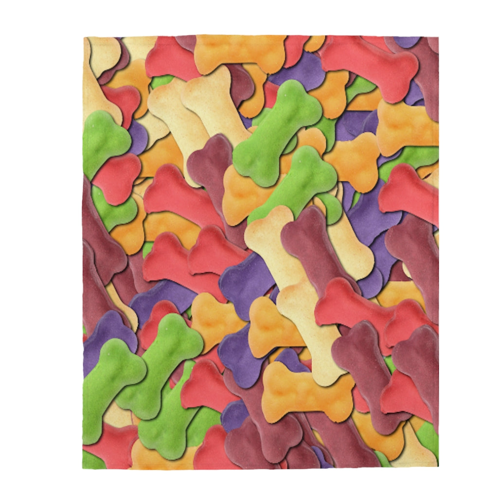 "Colorful Dog Bones" Velveteen Plush Blanket