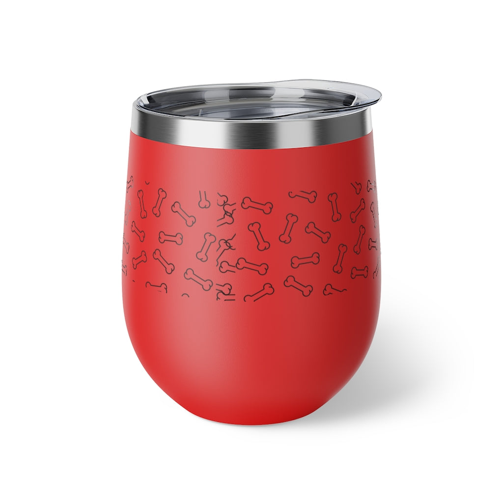 "Dog Bone Theme" Copper Vacuum Insulated Cup, 12oz (Wine Tumbler)