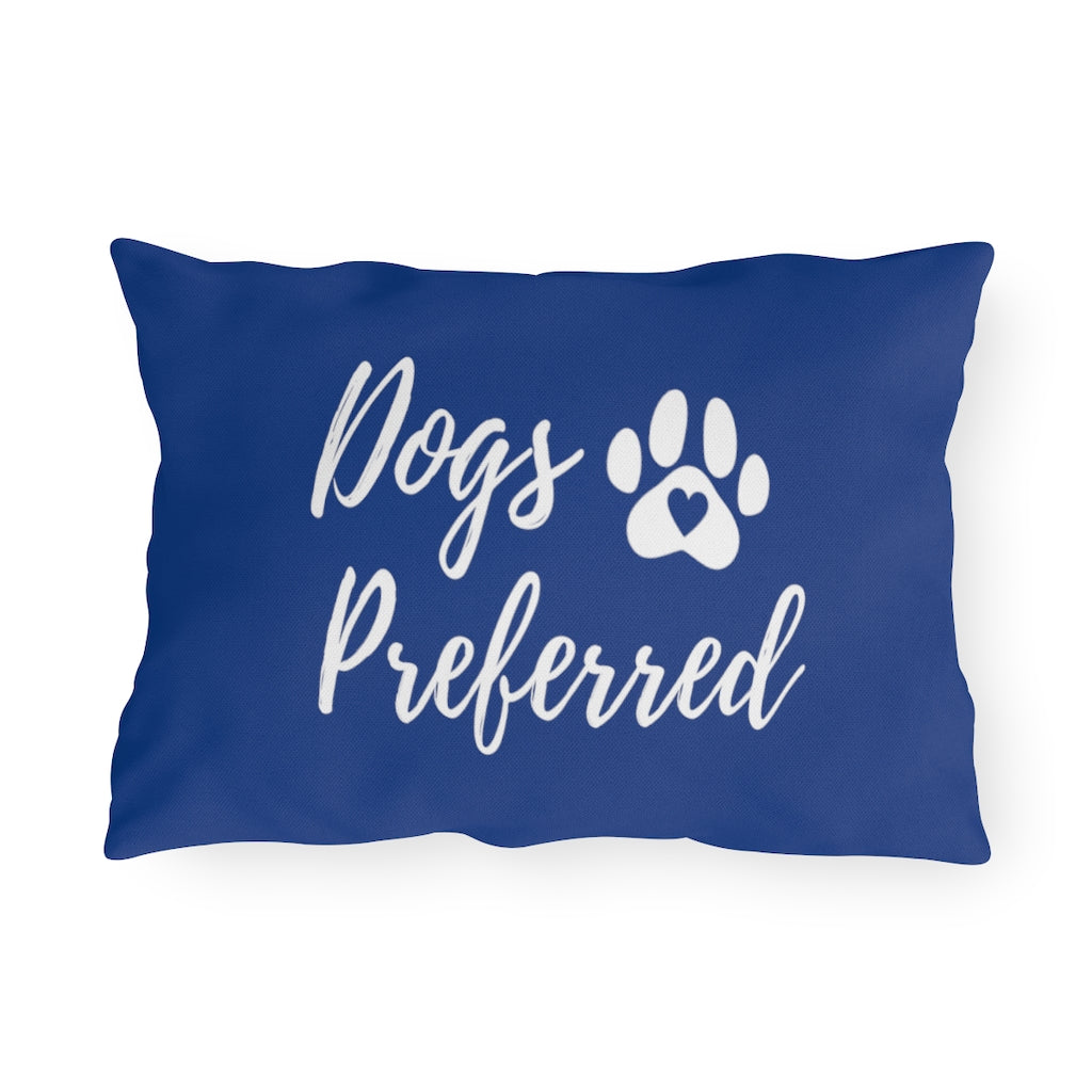 "Dogs Preferred" Navy Blue Outdoor Pillows