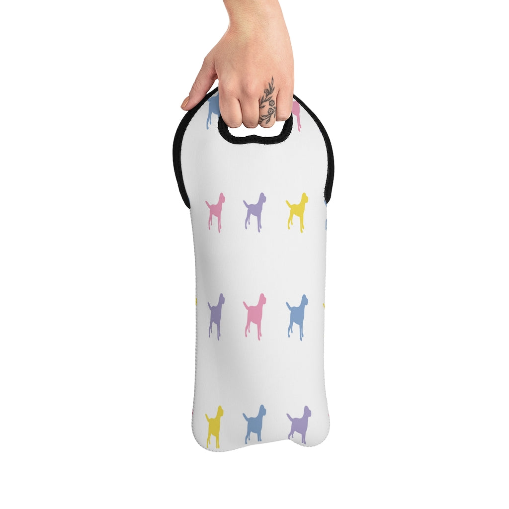 "Pastel Dog Pattern" Wine Tote Bag