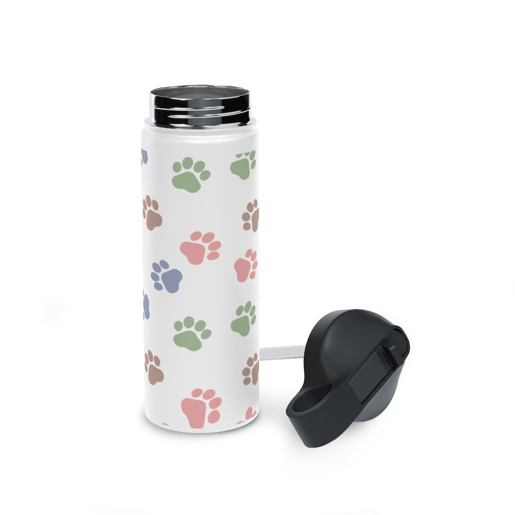 "Pastel Paw Prints" Stainless Steel Water Bottle