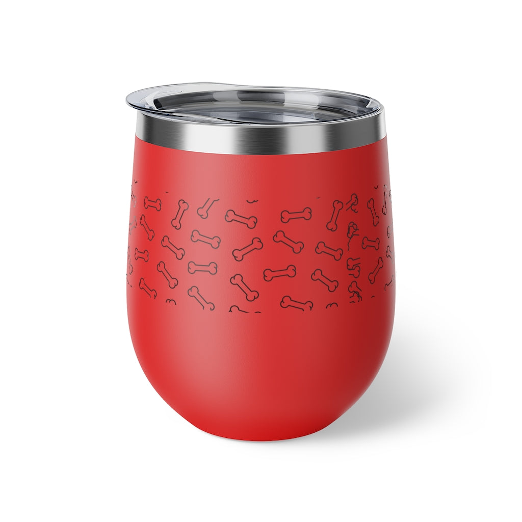 Dog Bone Theme Copper Vacuum Insulated Cup, 12oz (Wine Tumbler